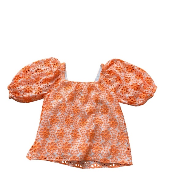 Lily Pulitzer Kerrigan cantaloupe Flutter Sleeve Eyelet top - Picture 5 of 16